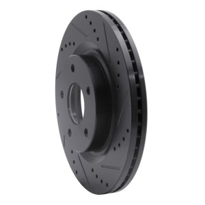 Nissan Altima Brake Rotor (1) - Front Right - R1 Concepts - Drilled & Slotted - Black - `07-`13